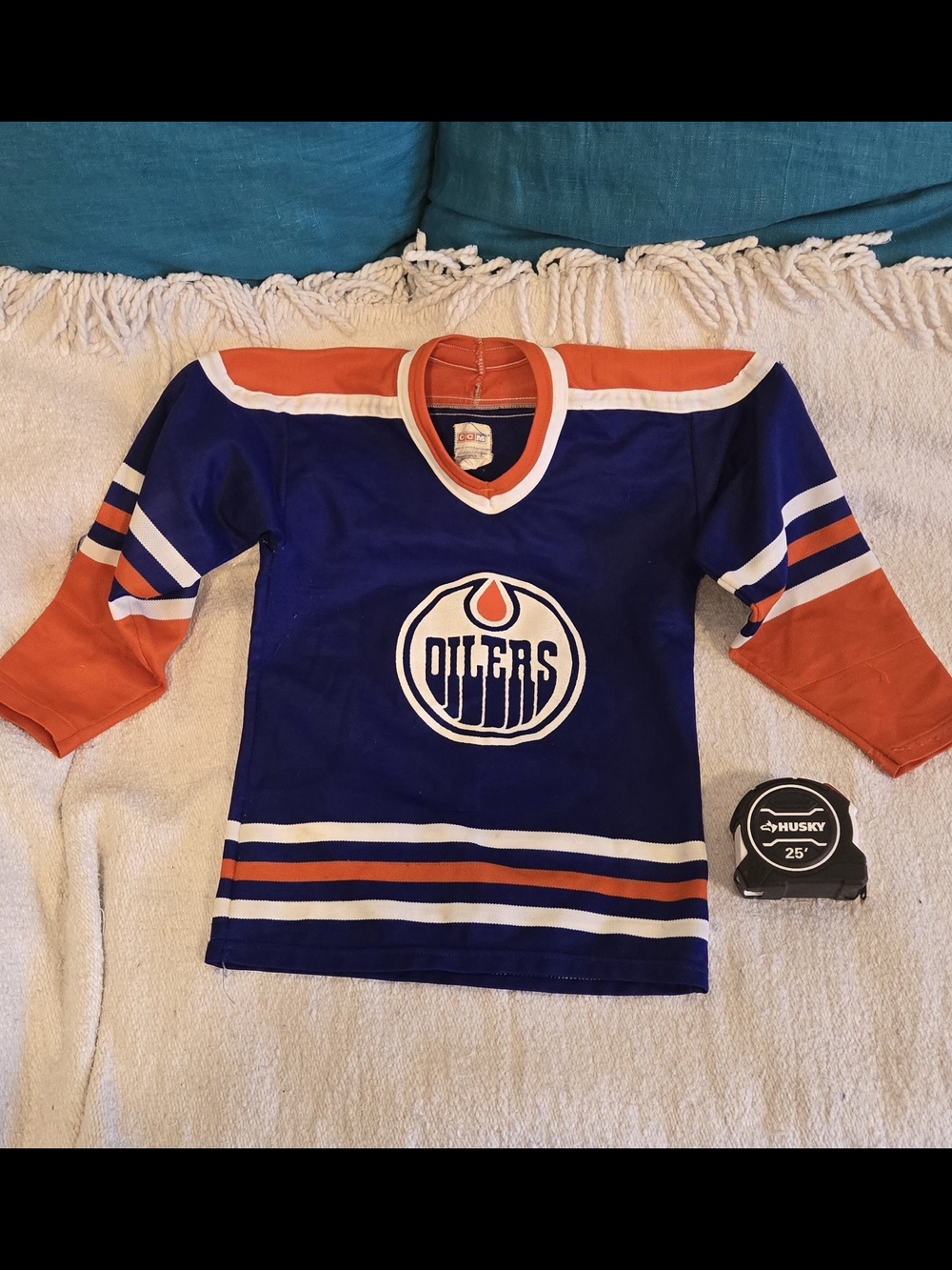 Vintage CCM Edmonton Oilers Hockey Jersey Child XL Made in Canada